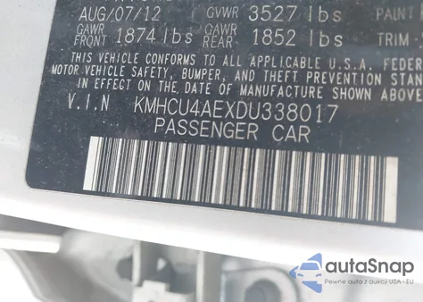 2013 Hyundai Accent Gls из США, поврежденный, VIN KMHCU4AEXDU338017